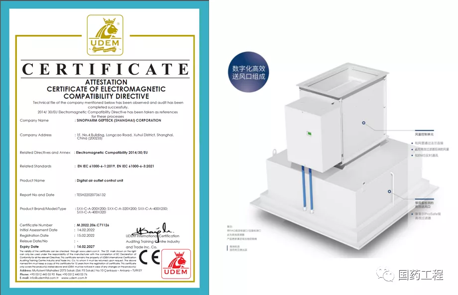 国药奇贝德数字化高效送风口专利产品通过CE认证